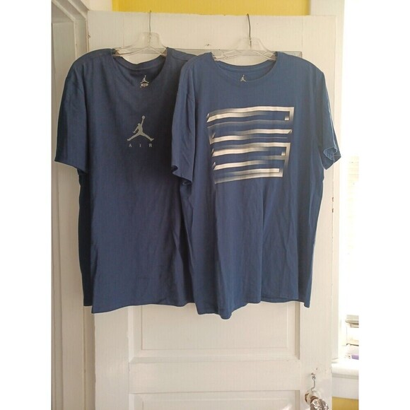 Nike Air Jordan set/2 Tshirts mens XL navy short sl. logo casual active athletic - Picture 1 of 9